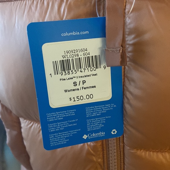 Columbia Pike Lake II Omni Heat Puffer Vest/ Peach/ Small/ NWT - Picture 9 of 9